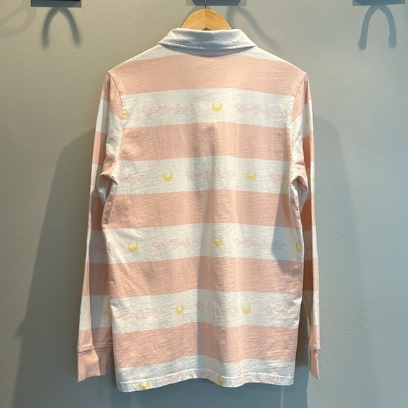 SAILOR MOON BoxLunch Rugby Shirt Long Sleeve Embroidered Anime Cotton Large - Picture 2 of 8